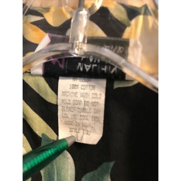 Malihini Vintage Men’s L Black Green Floral SS Button Down Cotton Hawaiian Shirt - Picture 3 of 12